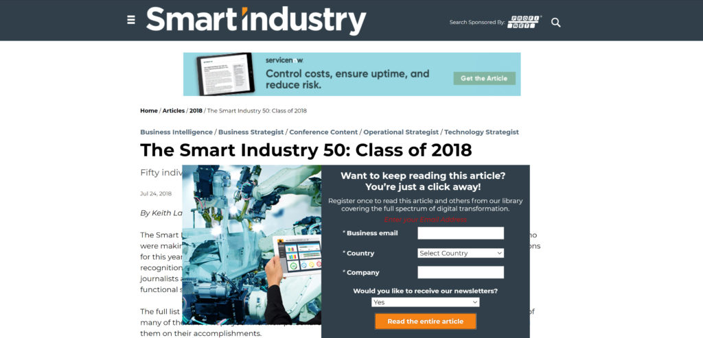 The Smart Industry 50: Class of 2018