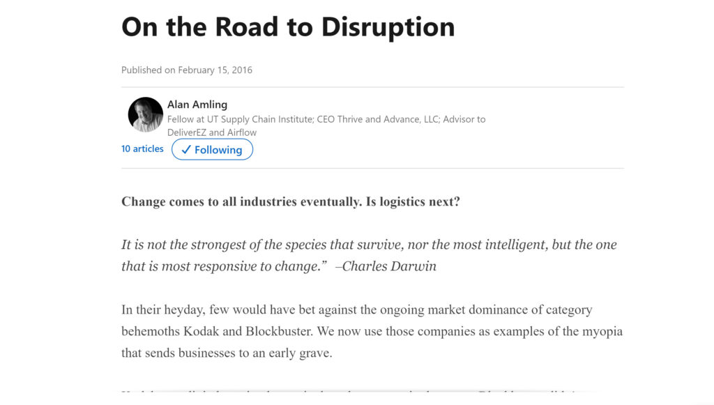 On the Road to Disruption