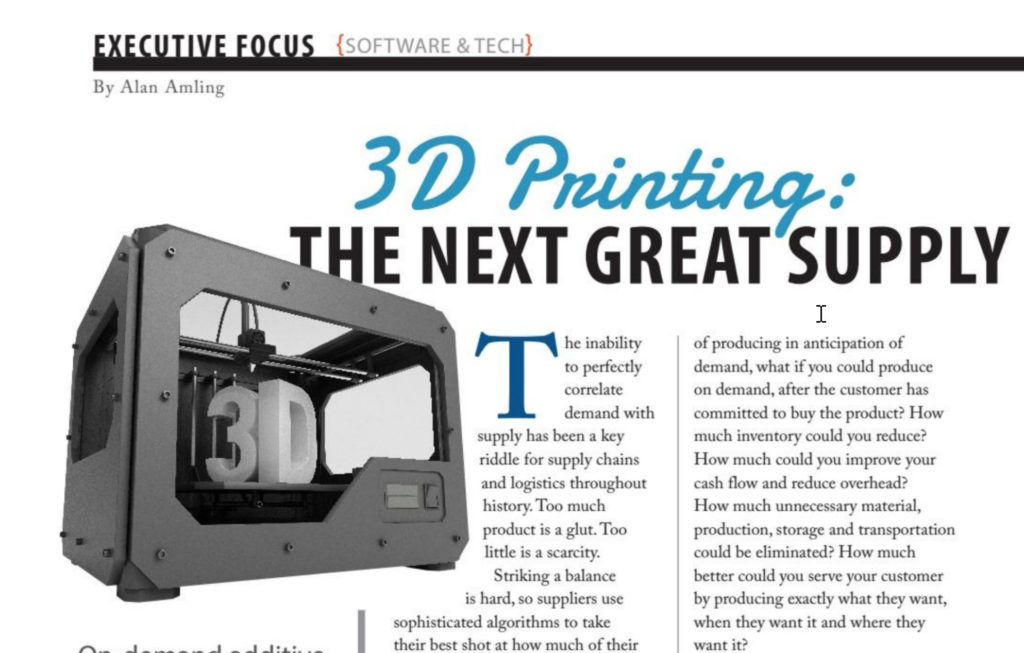 3D Printing: The Next Great Supply Chain Tool