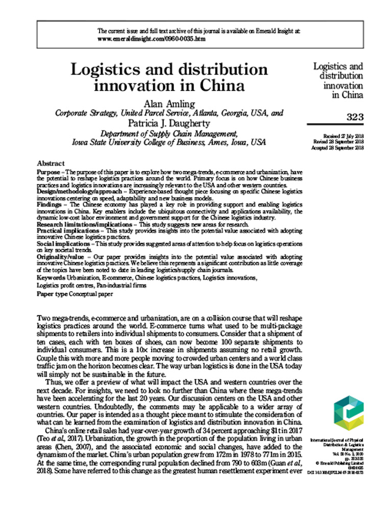 Logistics & Distribution Innovation in China